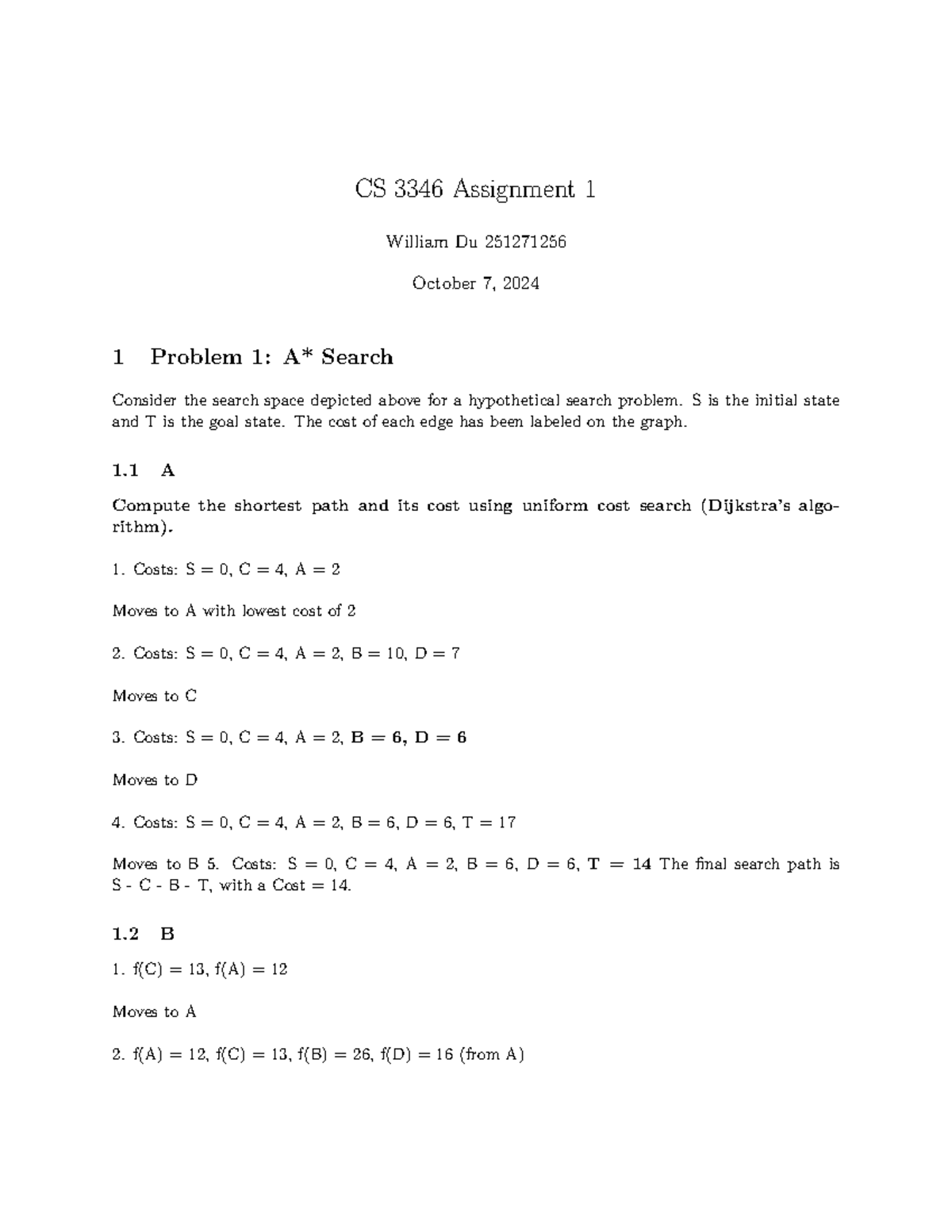 CS 3346 Assignment 1: A* Search & Heuristic Analysis - Studocu