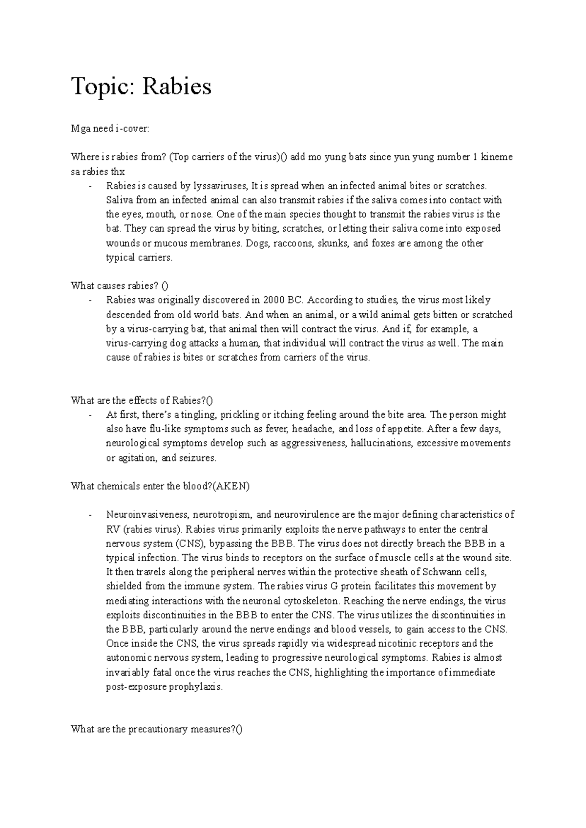 Bio Psy Rabies - jaisjwjajakwkwkwkkwjw tabies - Topic: Rabies Mga need ...