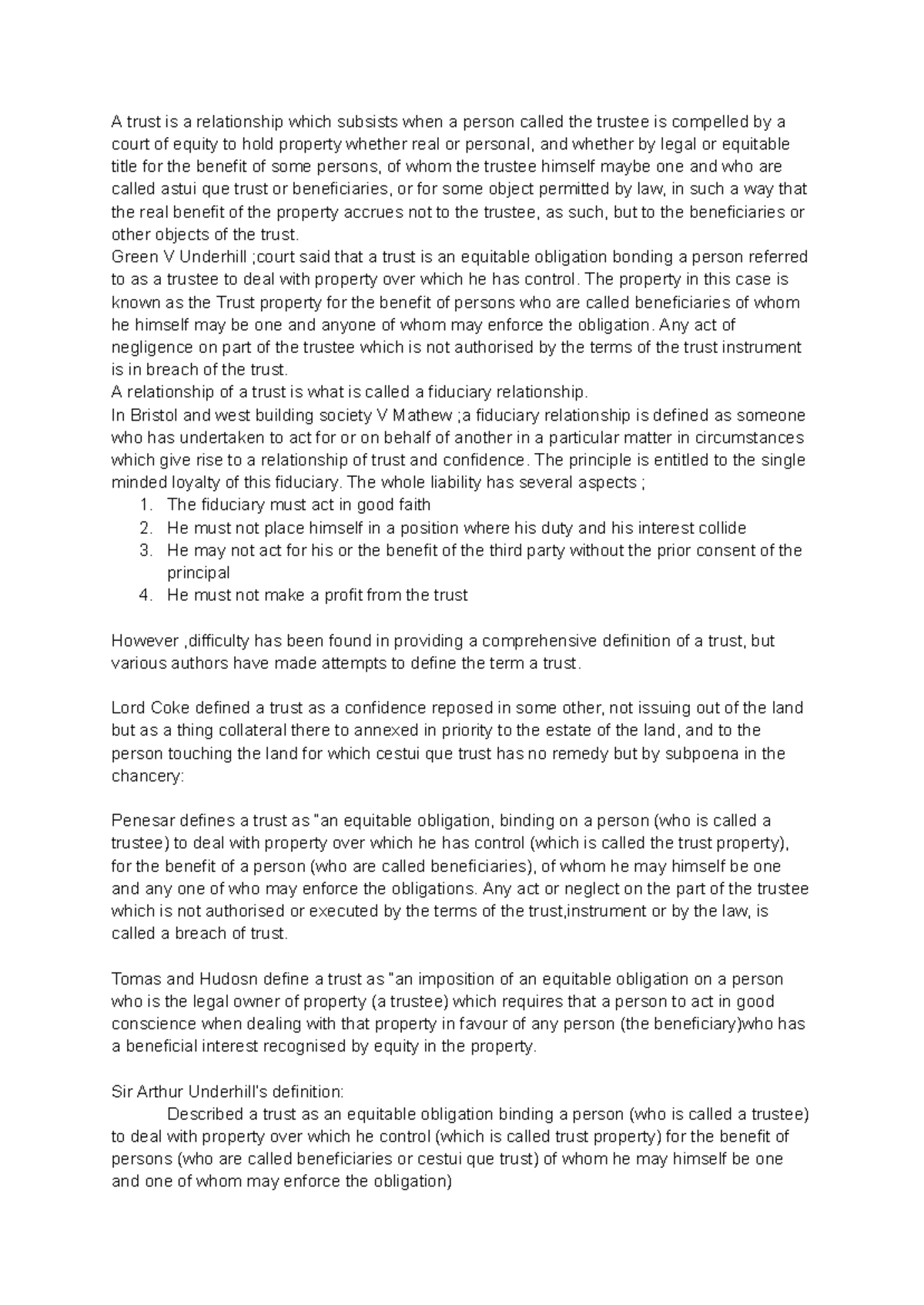 Trusts and Fiduciary Relationships: Legal Obligations and Definitions ...