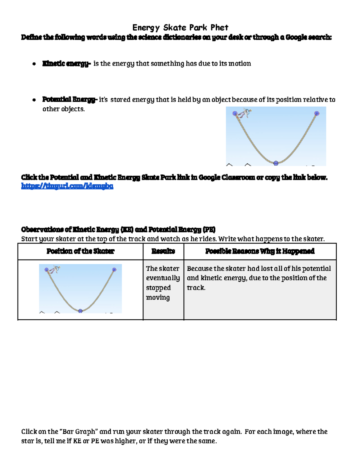 Energy Skate Park SE - Gizmo Assignment Observations & Analysis - Studocu