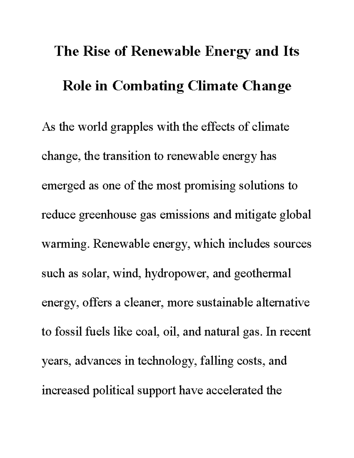 The Rise of Renewable Energy and Its Role in Combating Climate Change ...