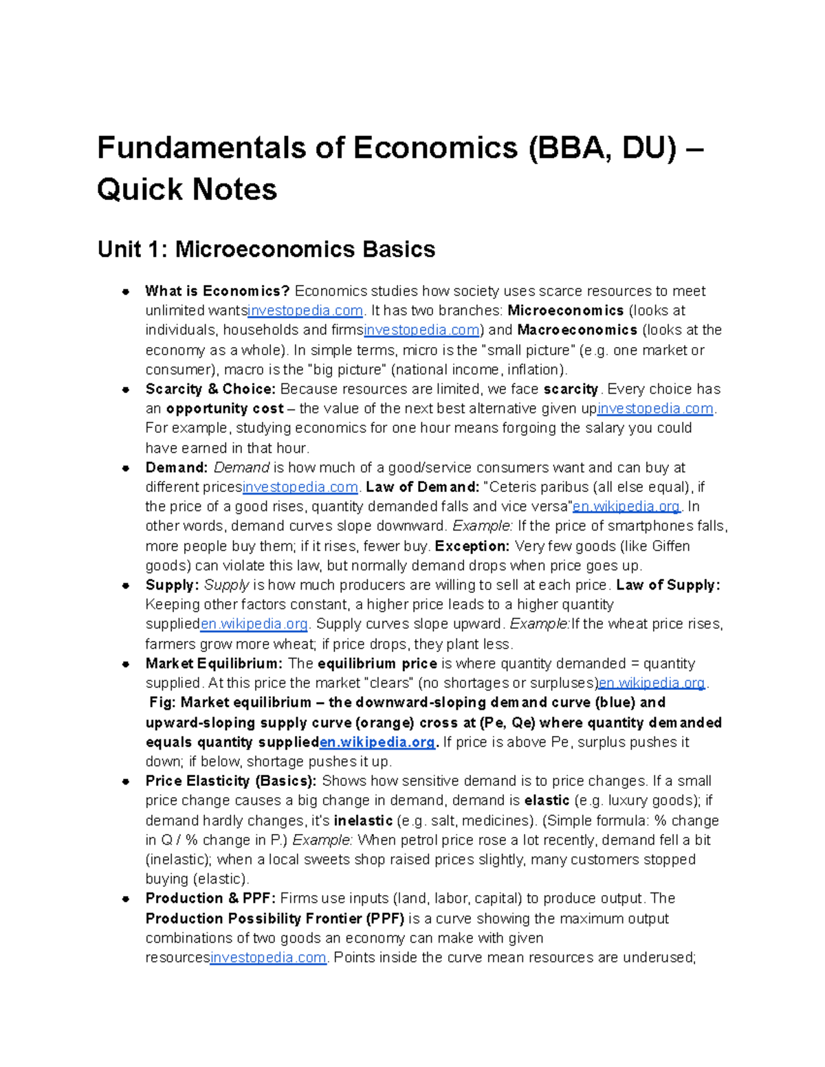 Fundamentals of Economics (BBA, DU) – Quick Notes - It has two branches ...