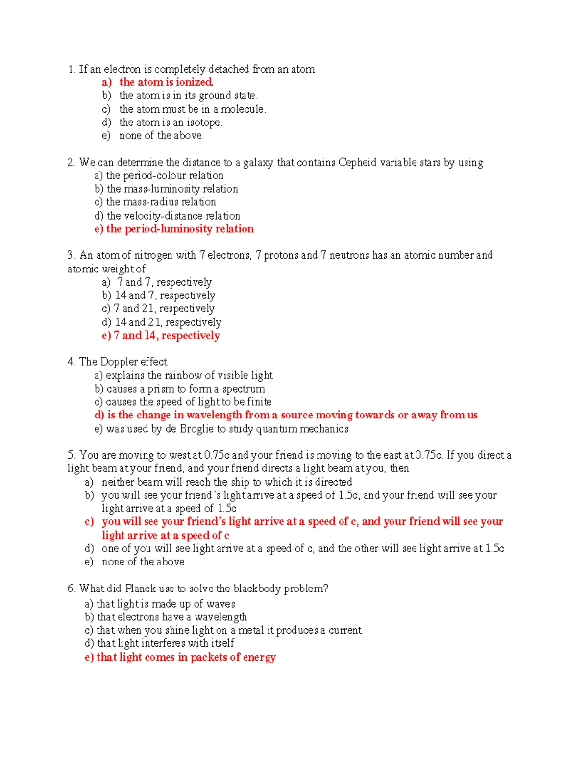 Astronomy 2B03 Midterm 1 Sample Questions and Answers - Studocu