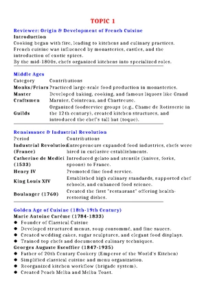Culinary Fundamentals: Kitchen Essentials Reviewer (Course Code: CUL101 ...
