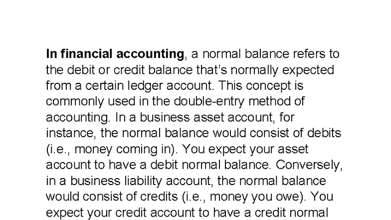 Financial Accounting: Understanding Normal Balances in Ledger Accounts ...