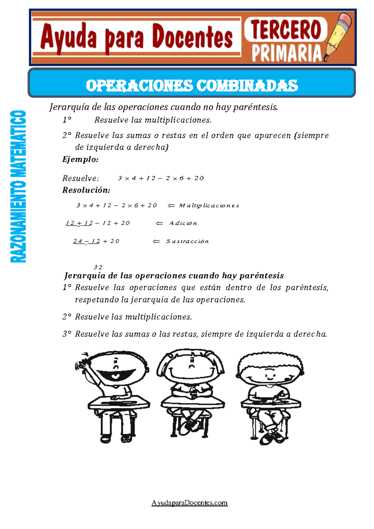Fichas de Operaciones Combinadas 3er Grado Primaria - Studocu