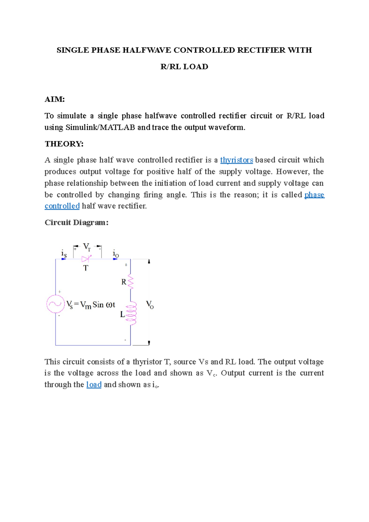 Single Phase Halfwave Controlled Rectifier Simulation and Analysis ...