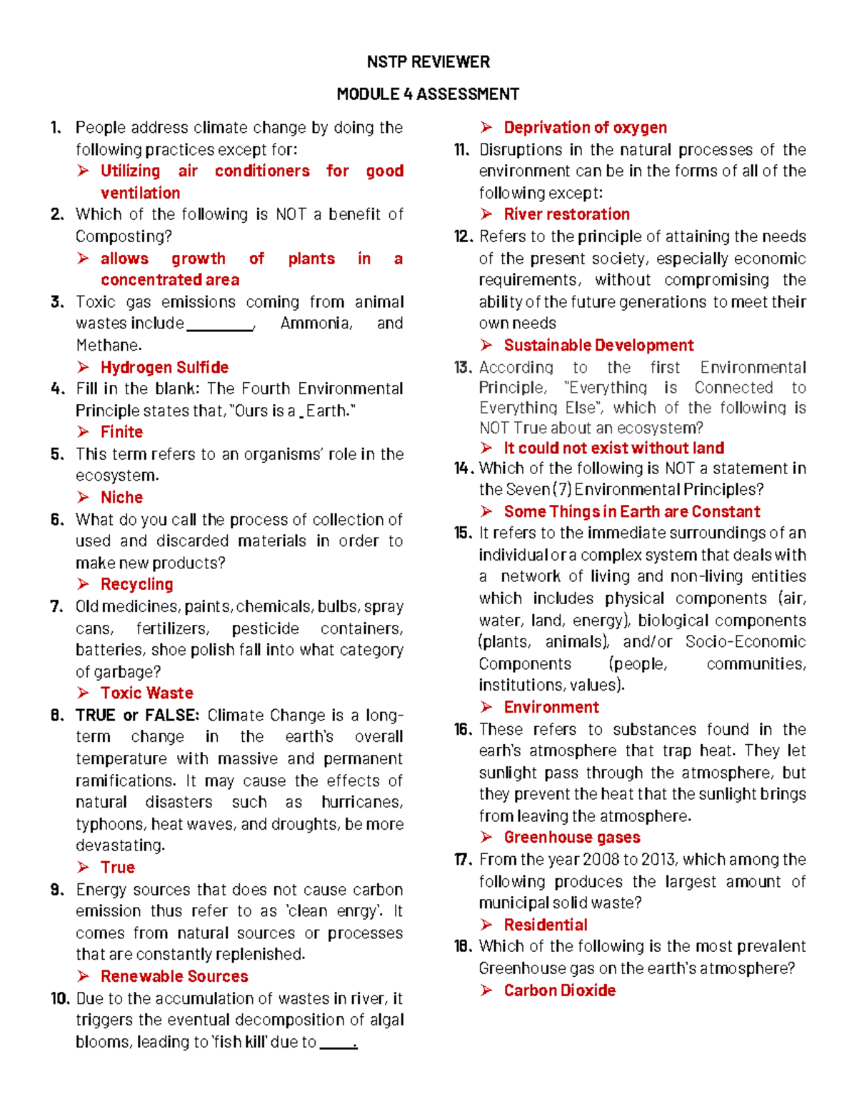 NSTP 4 Assessment 4 - Comprehensive Reviewer and Key Concepts - Studocu