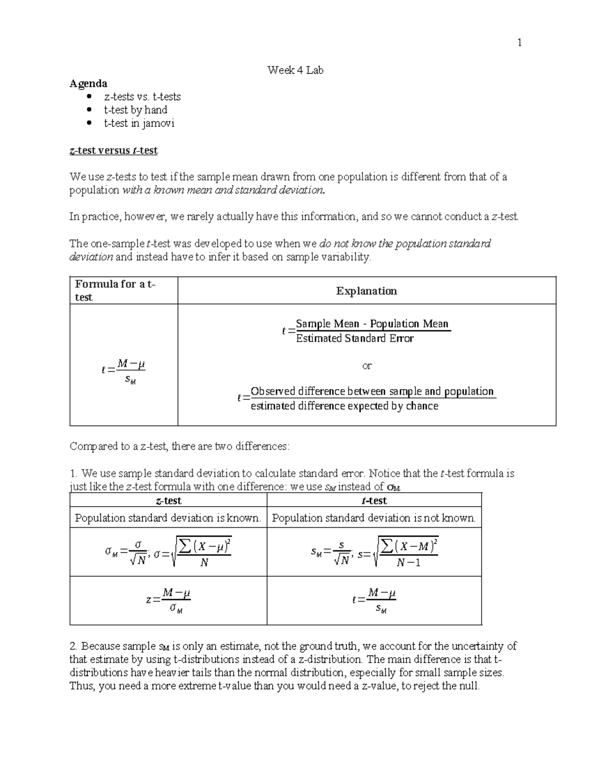 Week 4 Lab - One Sample t-Test Notes and Analysis - Studocu