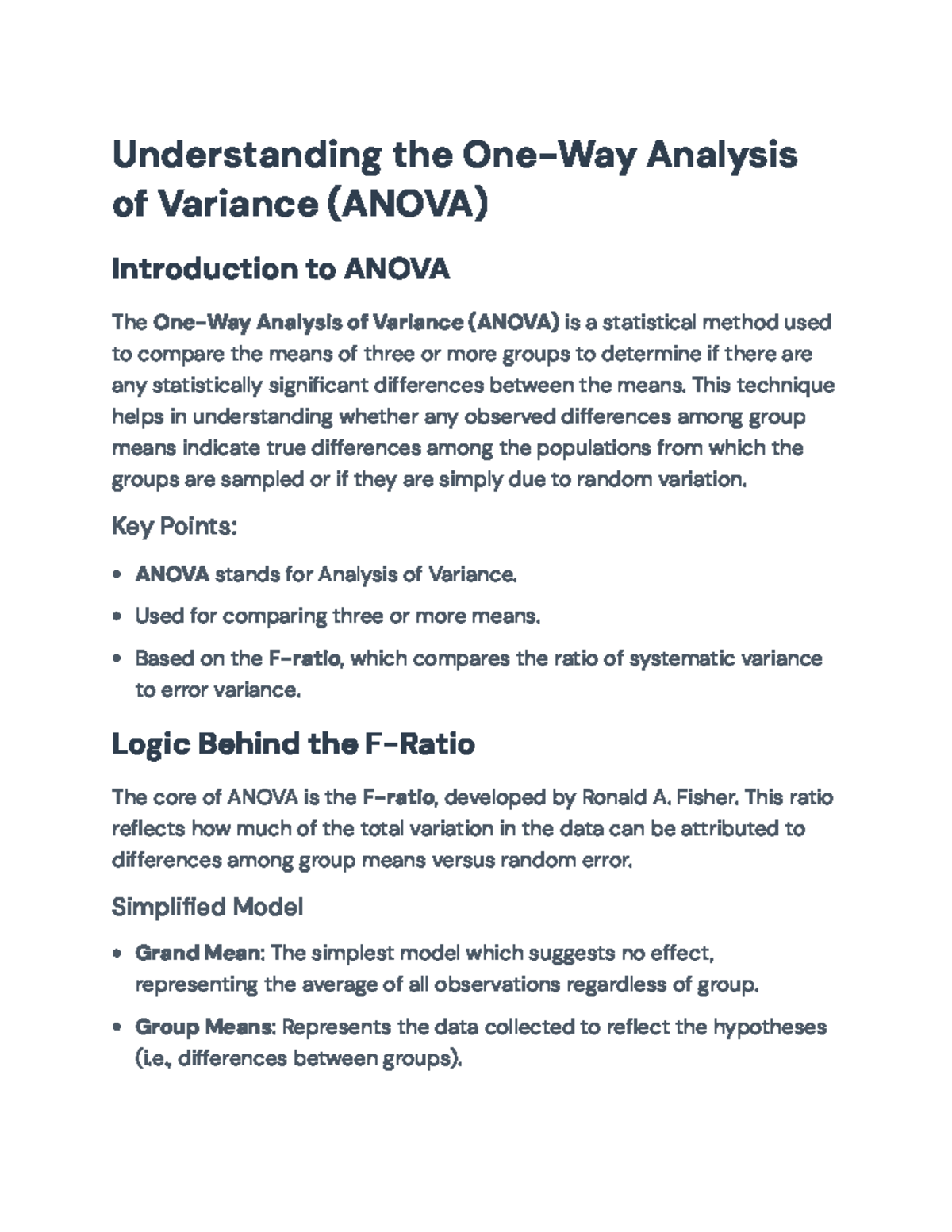 Understanding One-Way ANOVA: Techniques, Variance, and Applications ...