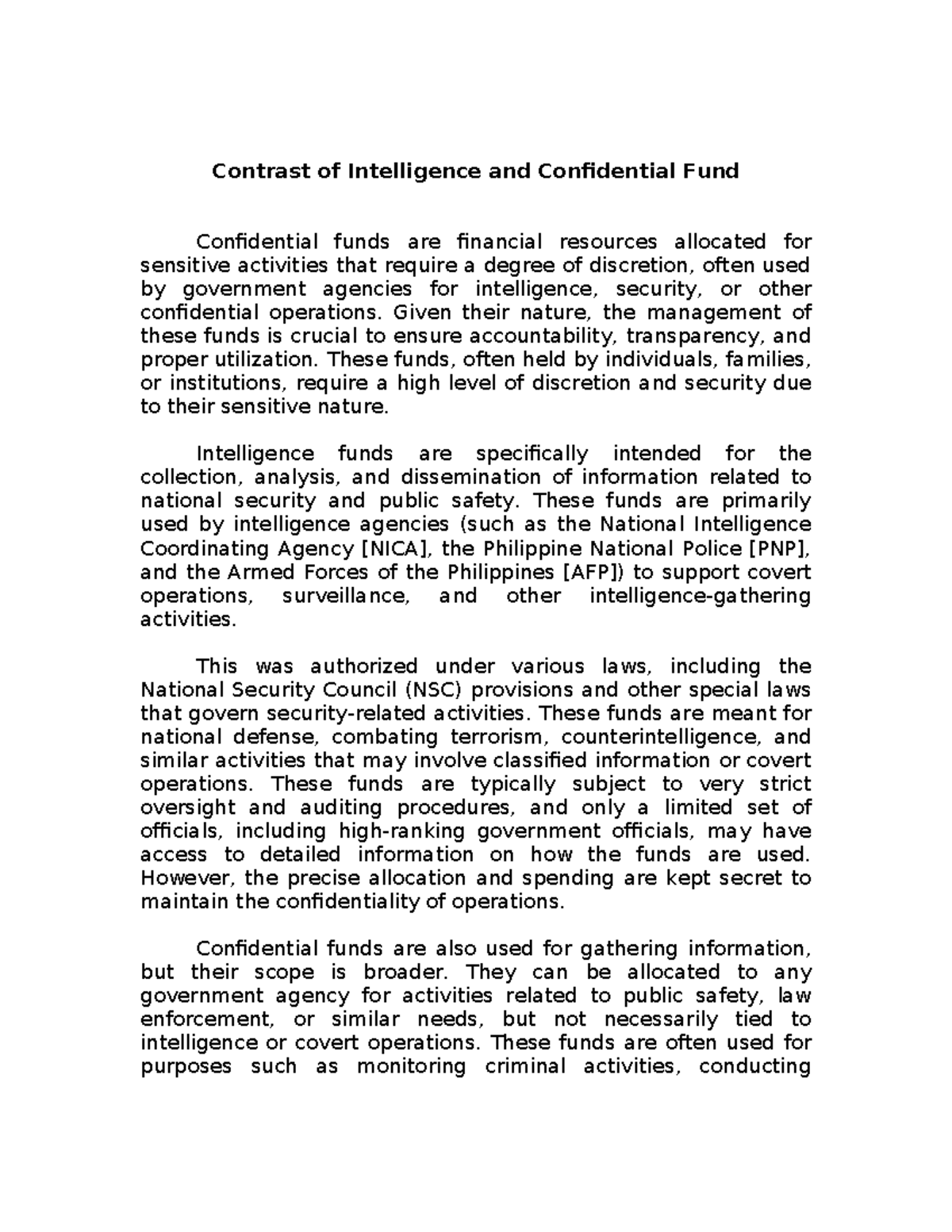 Print ME FAI - a reference - Contrast of Intelligence and Confidential ...