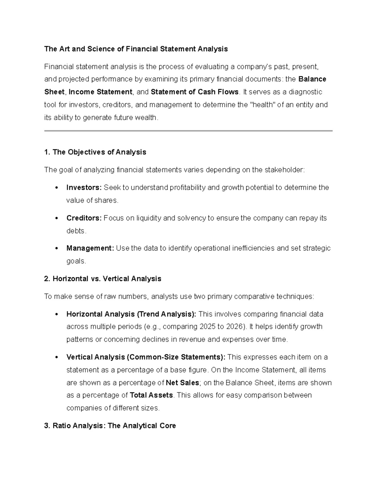 Financial Statement Analysis: A Comprehensive Guide (FIN 101) - Studocu