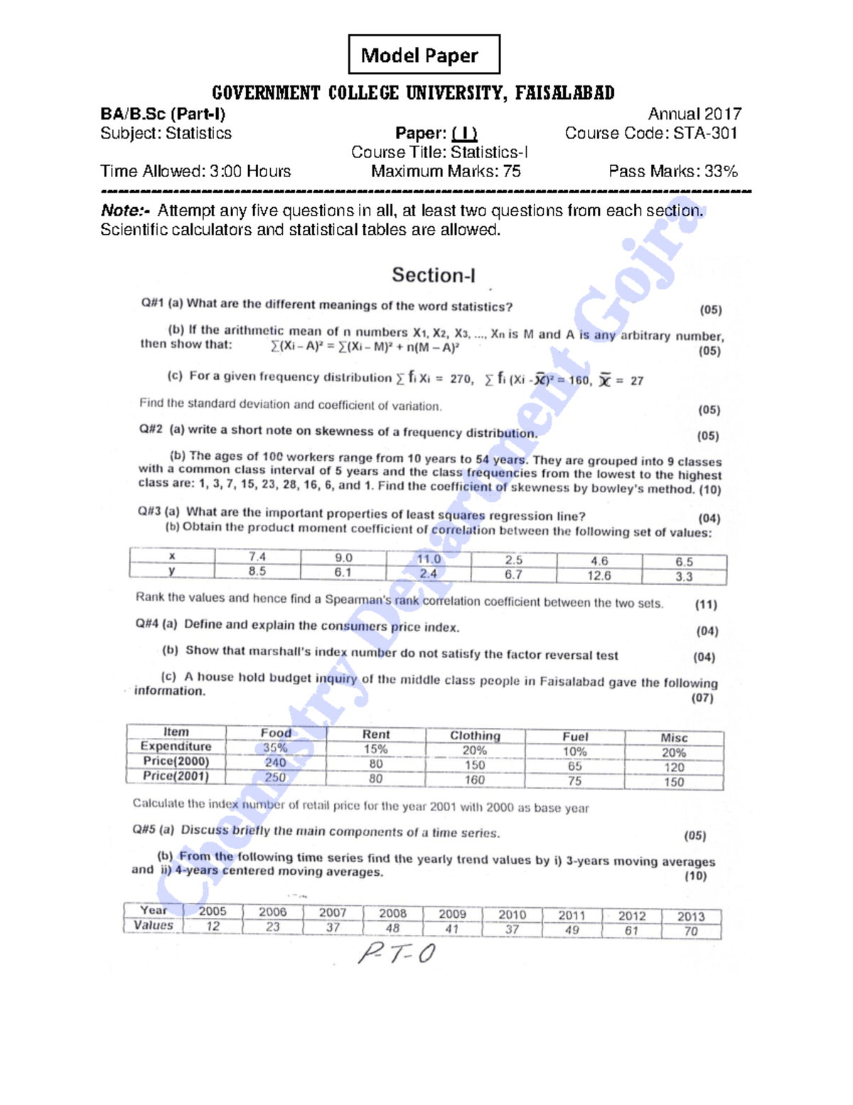 Statitistics ppr - These past papers helps to prepare final papers in ...