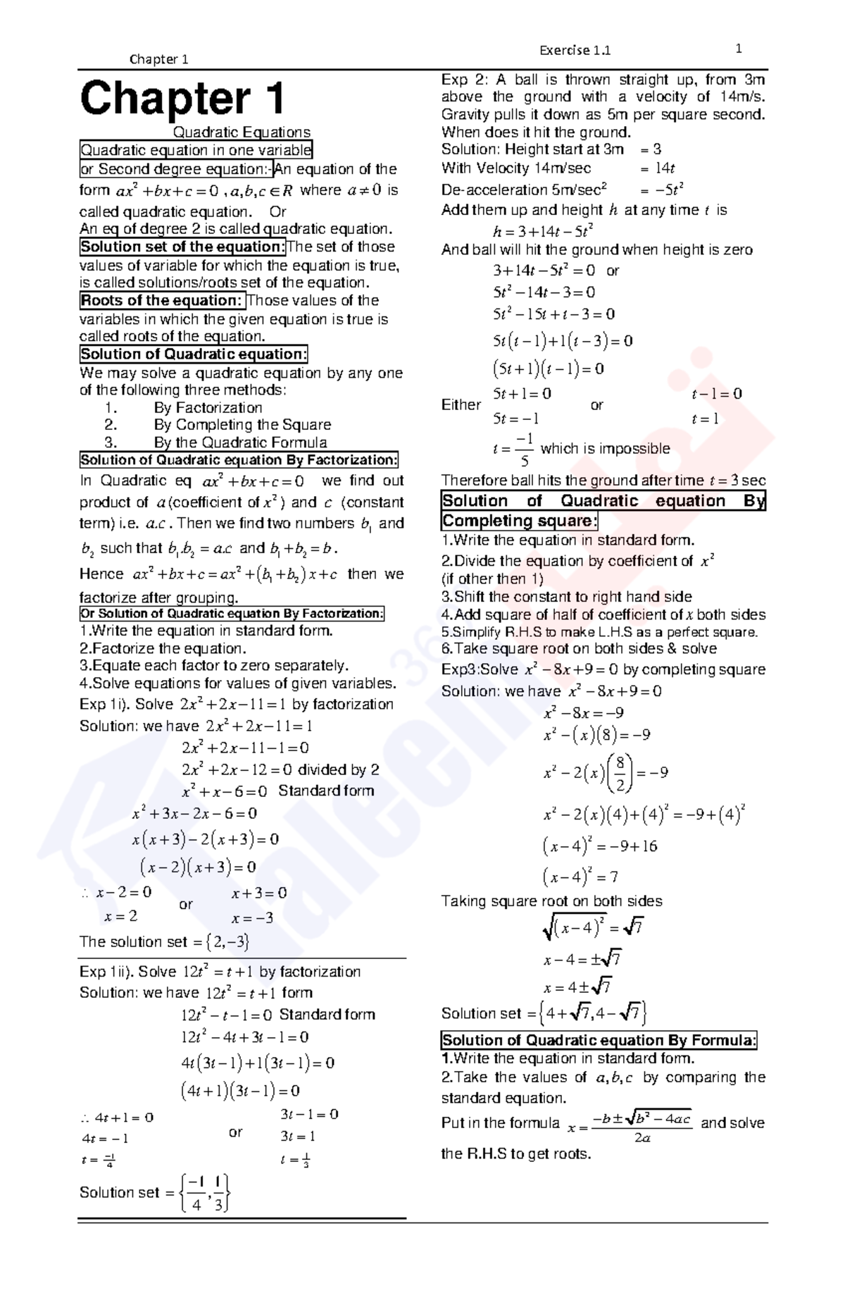 10th-maths-ch01 (taleem 360 - Chapter 1 Chapter 1 Quadratic Equations ...