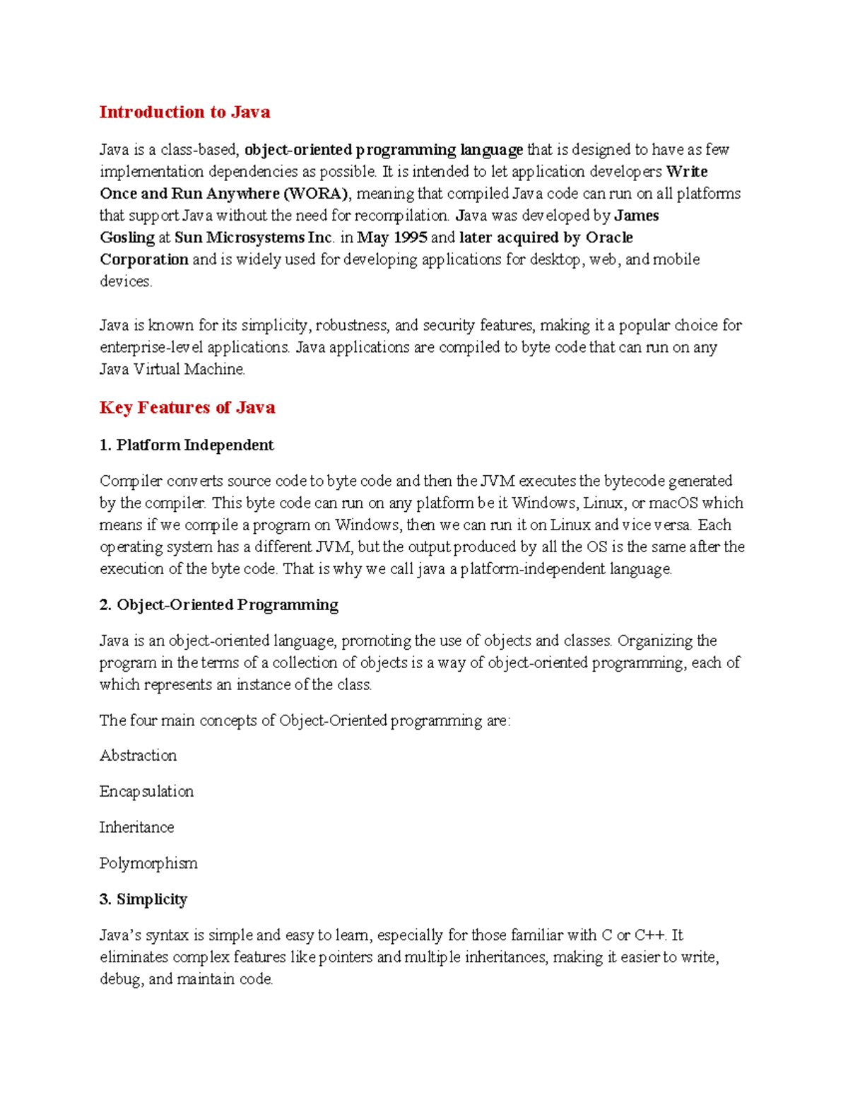 Java Programming Fundamentals: UNIT 2 Notes - Studocu