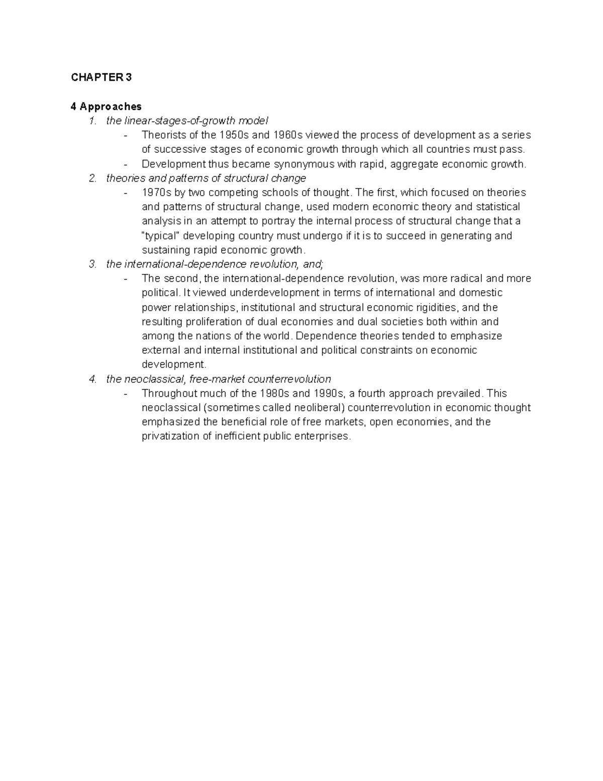 ECON DEV CHAPTER 3: Theories of Economic Growth and Change - Studocu