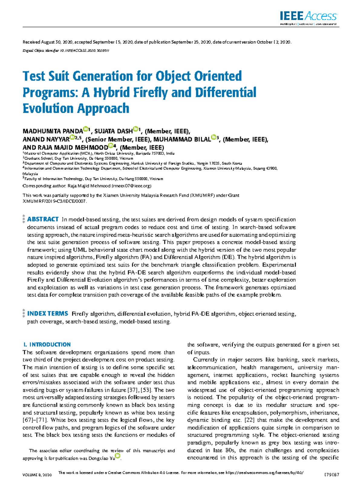 Test Suite Generation for OOP: A Hybrid FA & DE Approach (MCA) - Studocu