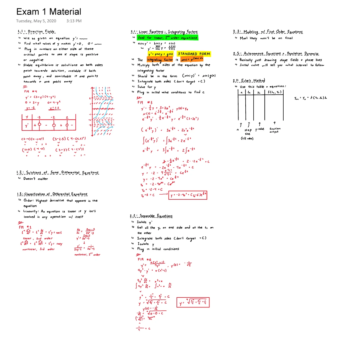 MATH 222H Final Exam Review: Differential Equations & Series Solutions ...