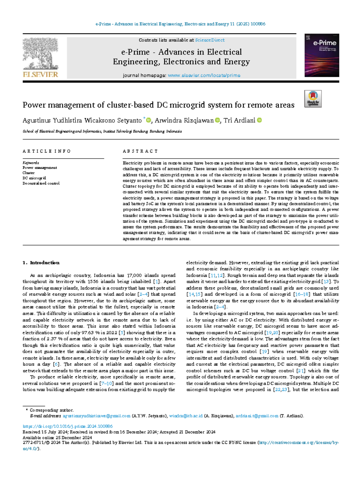 Power Management Strategy for DC Microgrid Systems in Remote Areas (EE ...