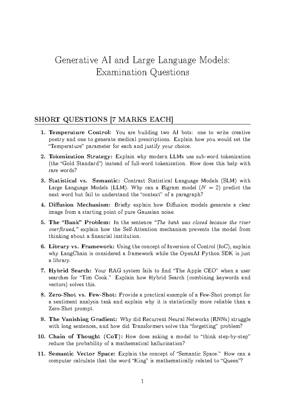 Gen AI LLM Exam Q&A: Comprehensive Questions & Model Answers - Studocu