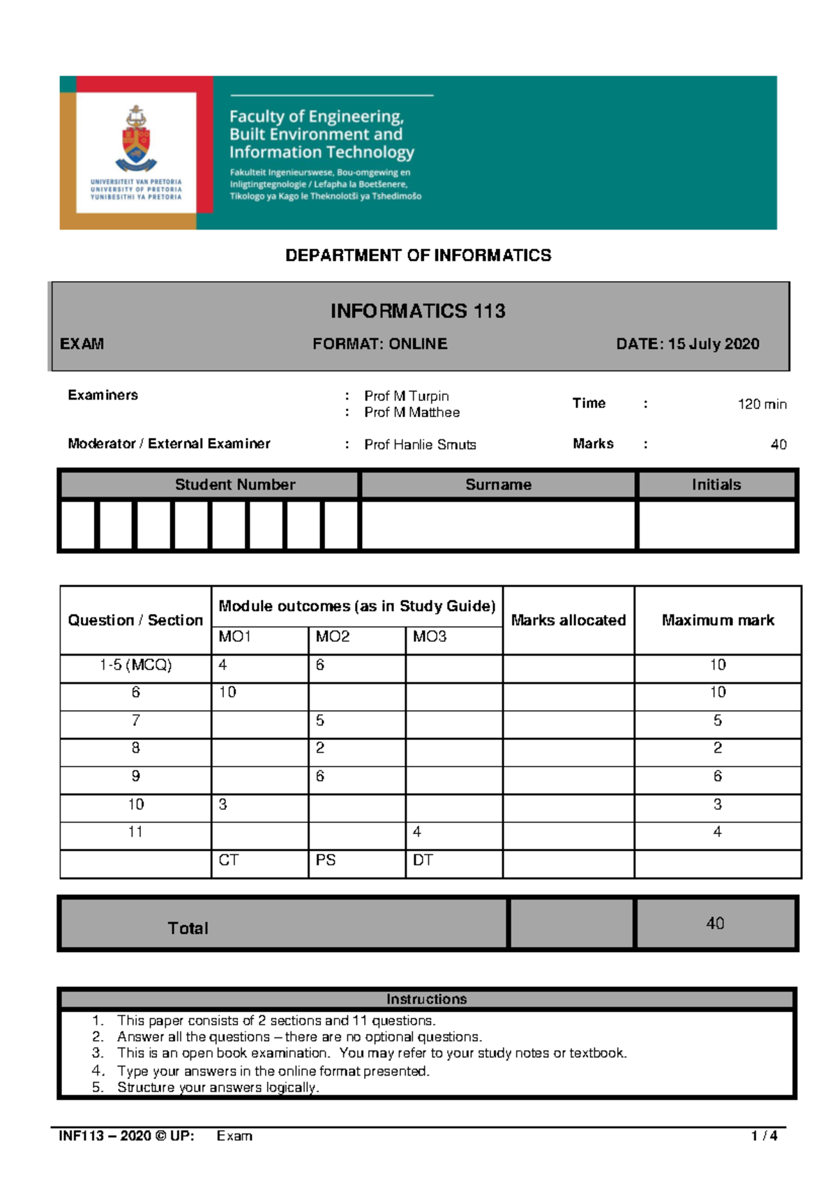 INF113 Jul2020 - Summary notes on information systems - DEPARTMENT OF ...