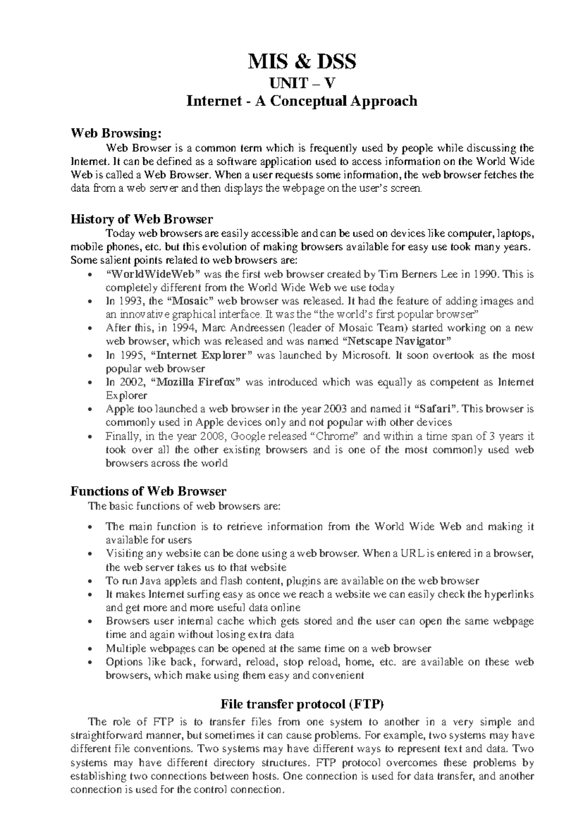 MIS&DSS- Unit-V - Management information systems and DSS notes - MIS ...