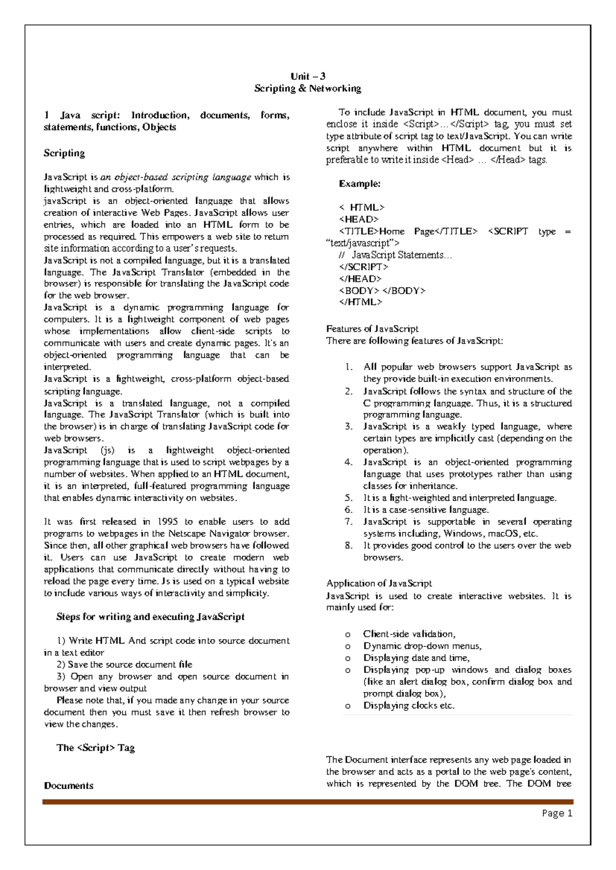 Unit 3 WT - Web Technology: JavaScript Networking Overview - Studocu