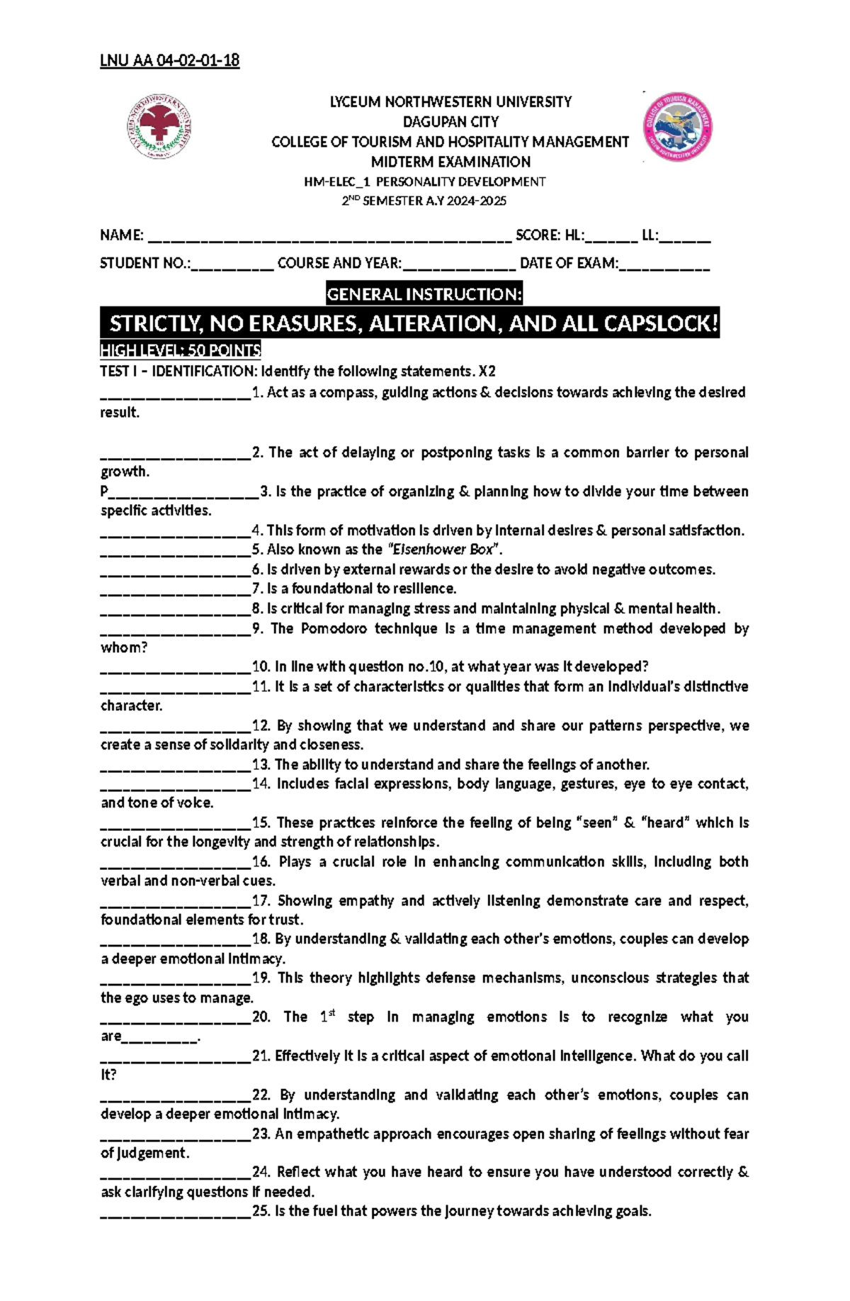 Per Dev Midterm Exam - PerDev - LNU AA 04-02-01- LYCEUM NORTHWESTERN ...