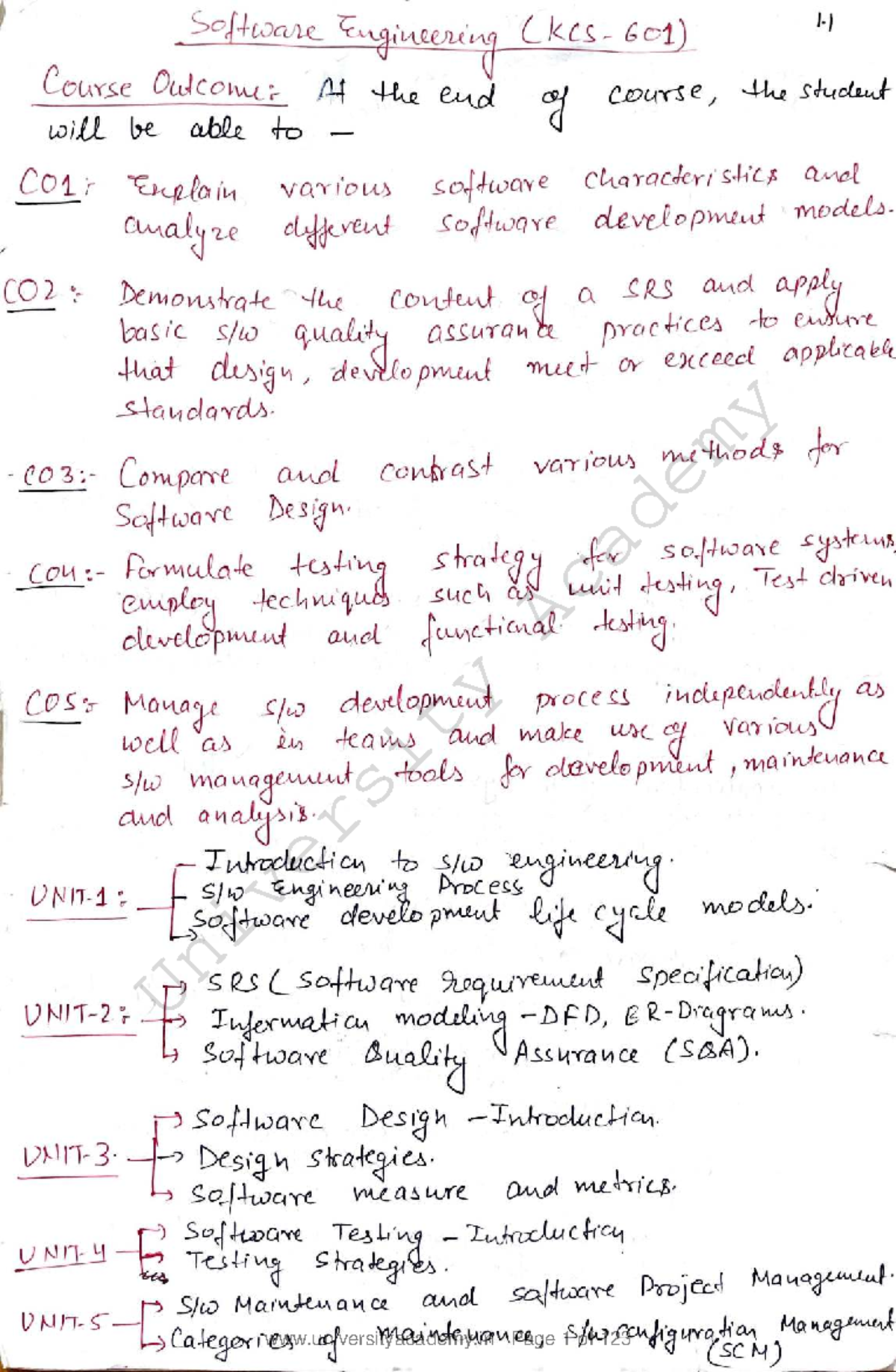 Software Engineering Unit 1 Notes - Studocu