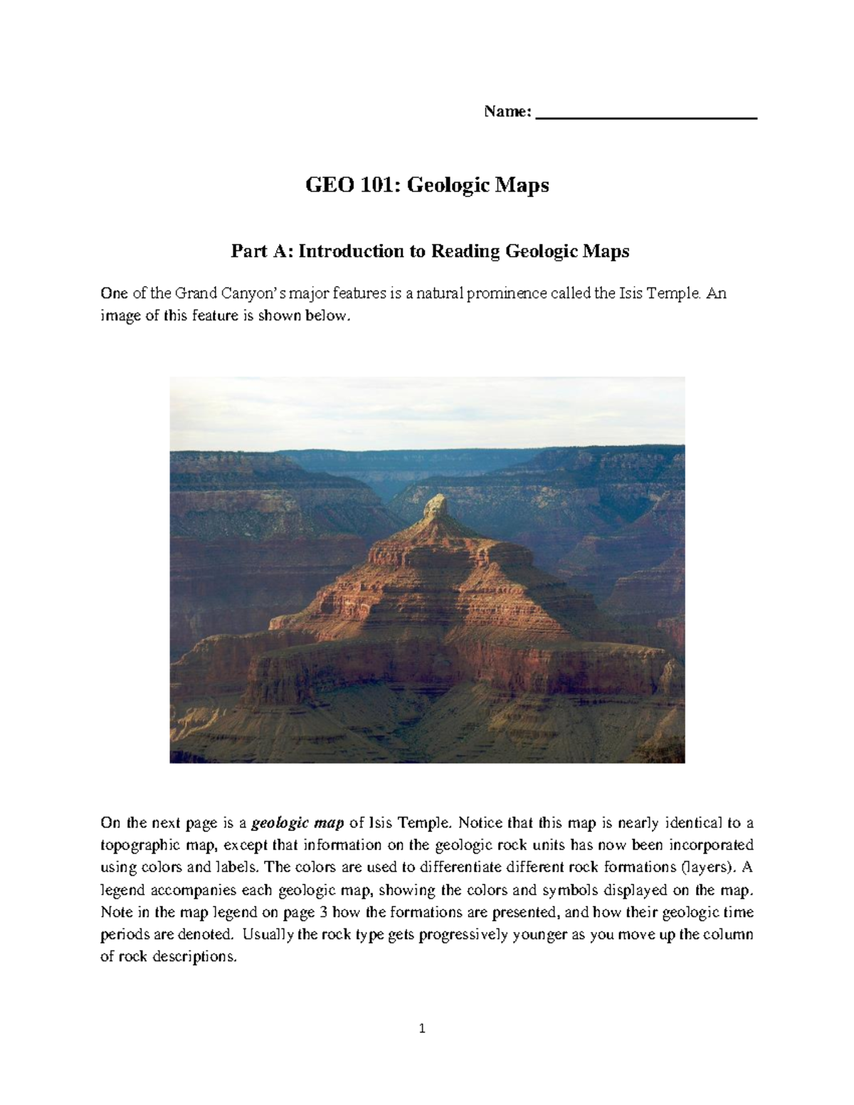 GEO 101: Geologic Maps Lab Assignment - Studocu
