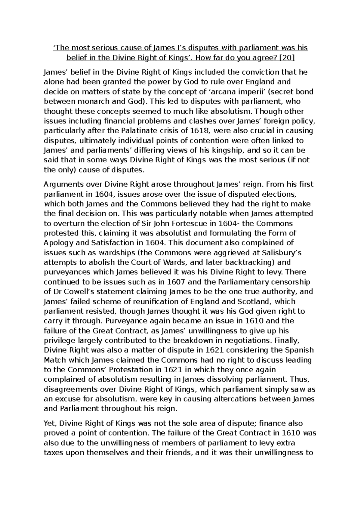 DRof K: Analyzing the Divine Right's Role in James' Parliament Disputes ...
