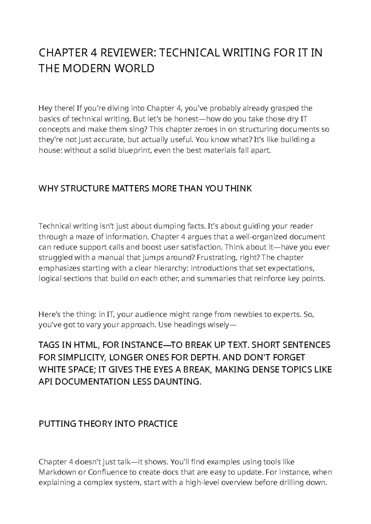 CHAPTER 4 REVIEWER: TECHNICAL WRITING IN IT - Studocu