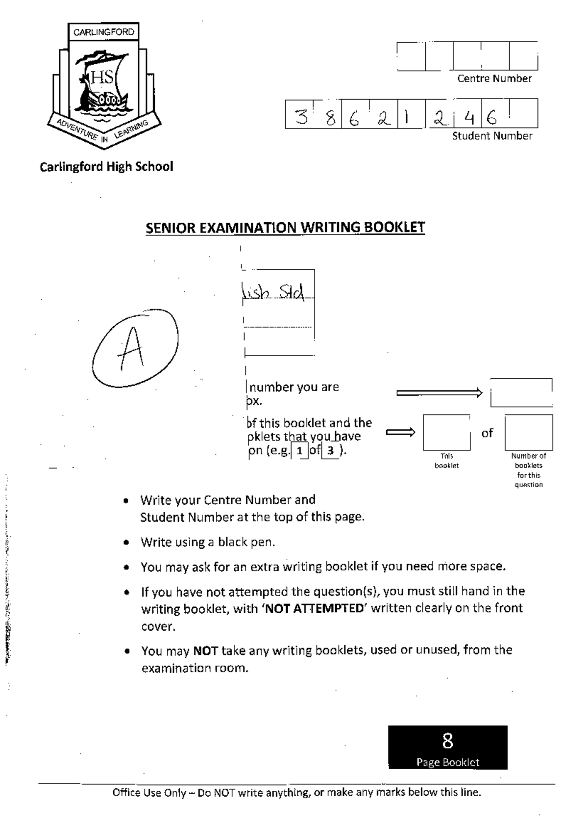 Carlingford HS 38621246 Senior Exam Writing Booklet: Billy Elliot ...