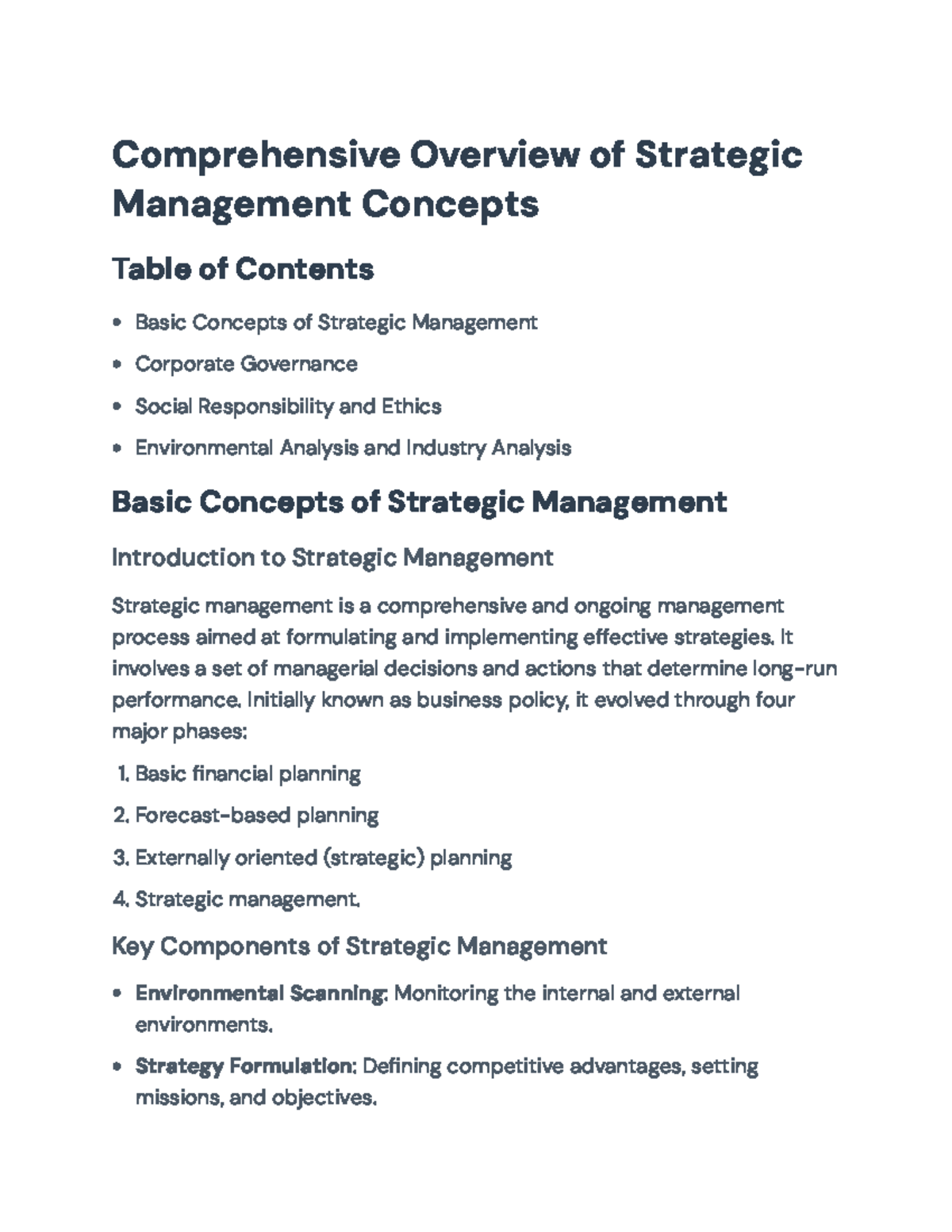 Final Exam Study Guide: Strategic Management Concepts (Course CODE ...