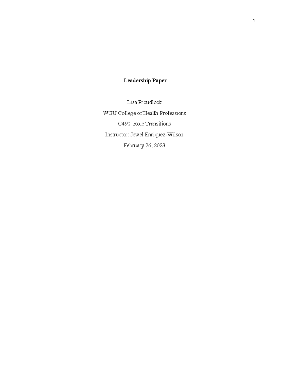 C490 Leadership Paper on Interdisciplinary Teams by Lisa Proudlock ...