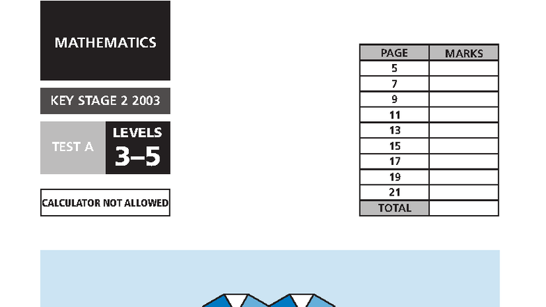 MATH 2003 Key Stage 2 Level Test A - No Calculator - Studocu