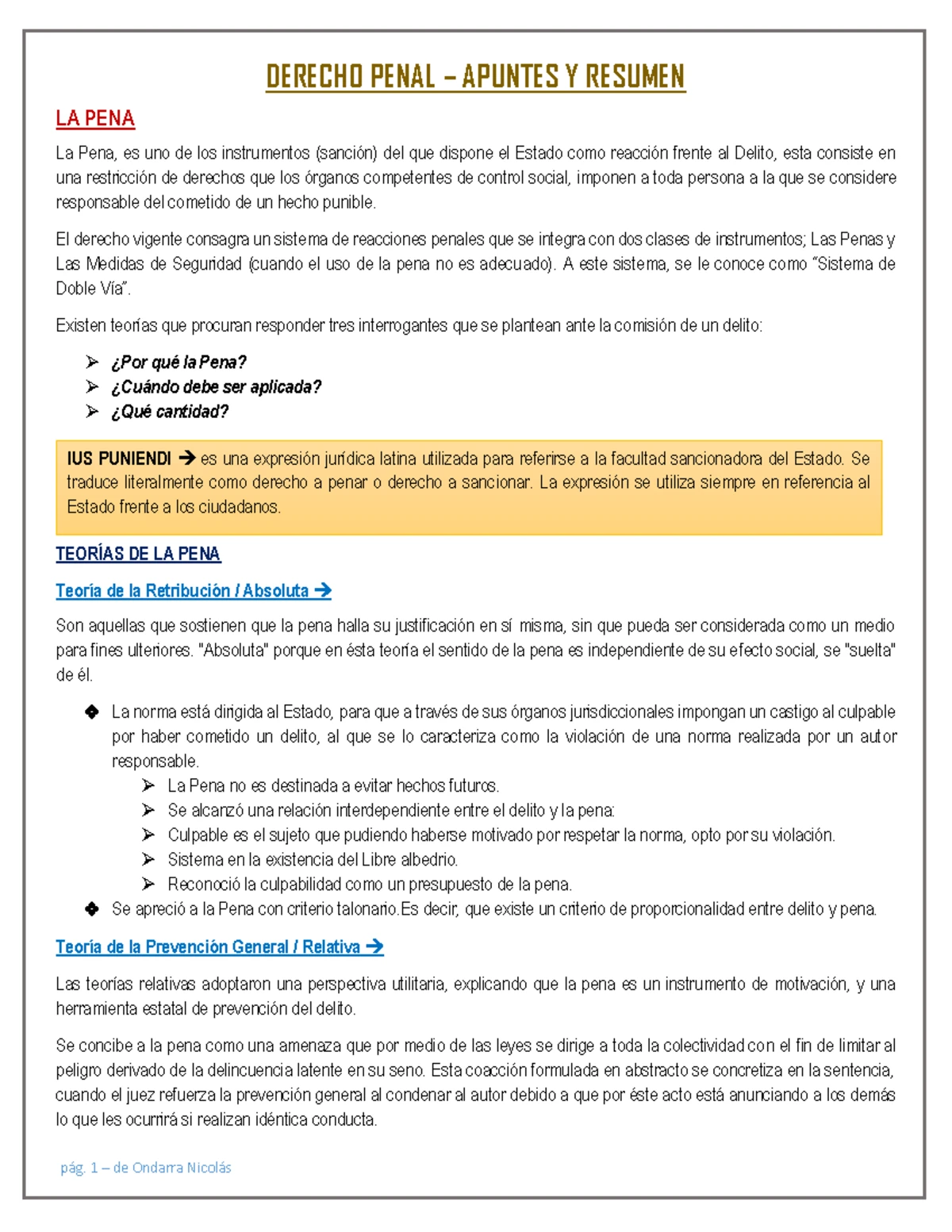 Resumen Penal 1 - TEORIA DE LA IMPUTACIÓN OBJETIVA: la imputación ...