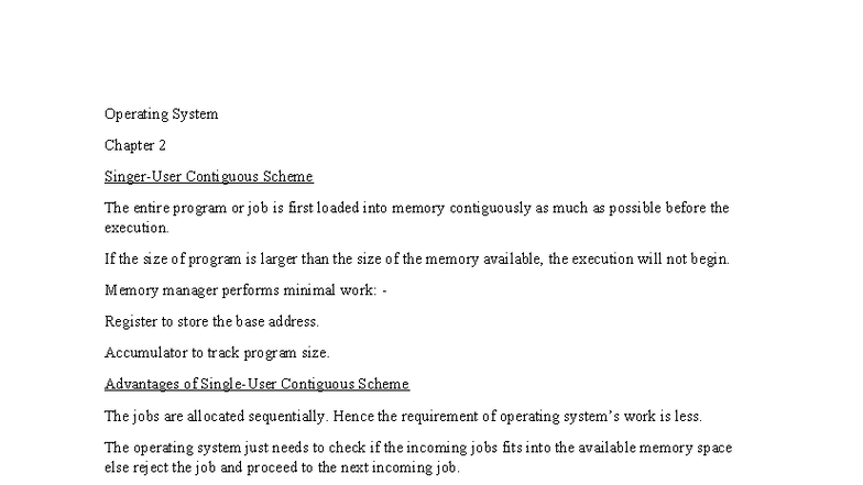 Operating System C2 - Contiguous Memory Allocation Explained - Studocu