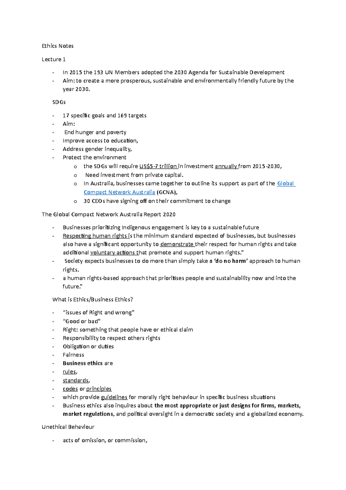 Notes MGMT3016 Ethics: Weeks 1-4 Overview and Key Concepts - Studocu