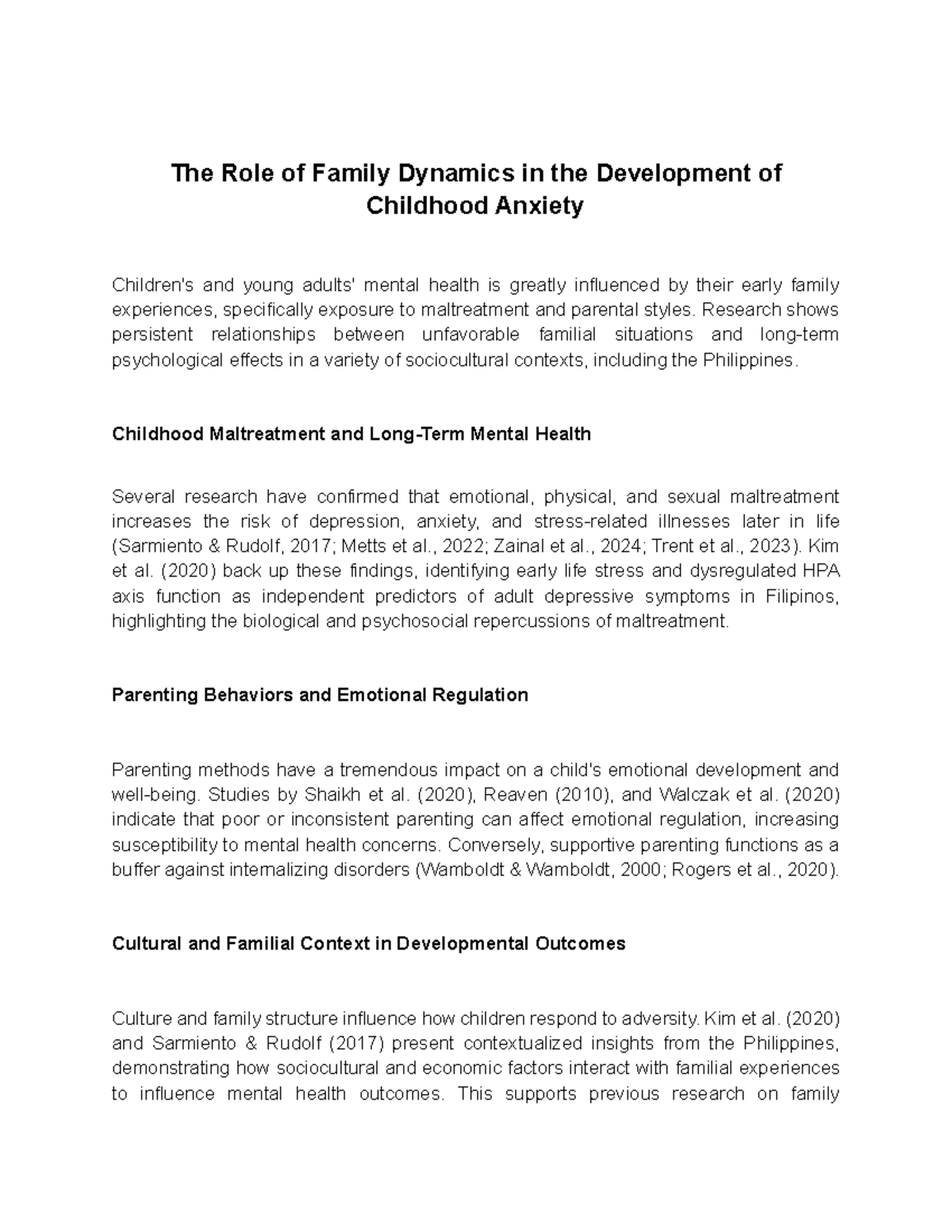 The Impact of Family Dynamics on Childhood Anxiety and Mental Health ...
