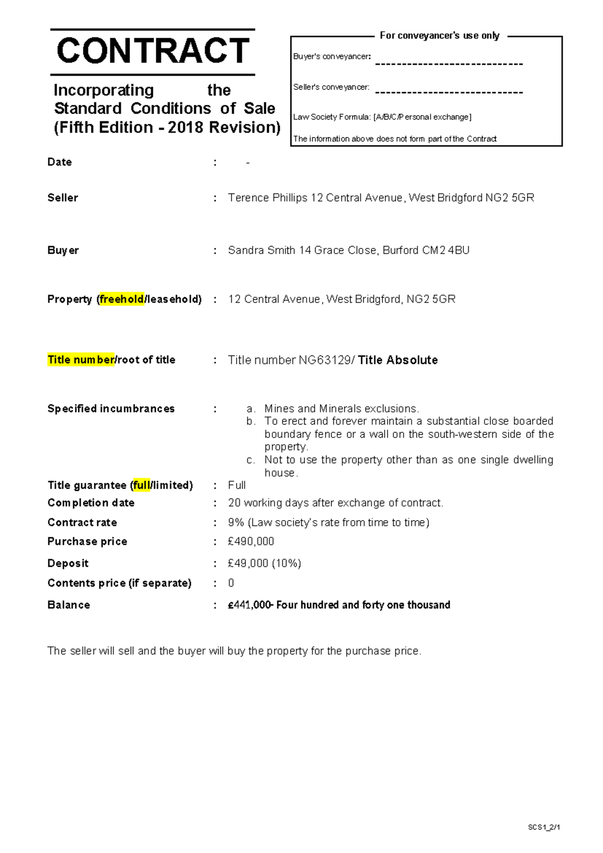 2025 SQE1 Task 1: Conveyancing Contract Template Analysis - Studocu