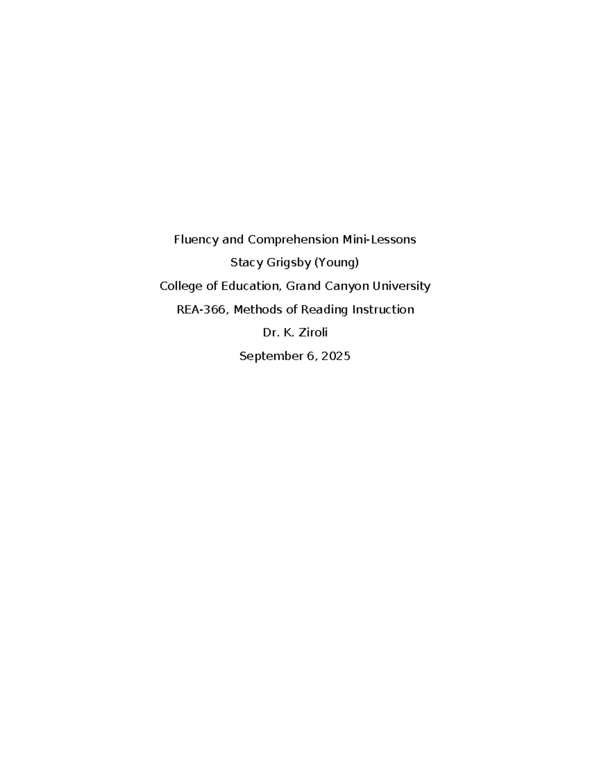 Fluency and Comprehension Minilessons for Reading Instruction (EDU 101 ...
