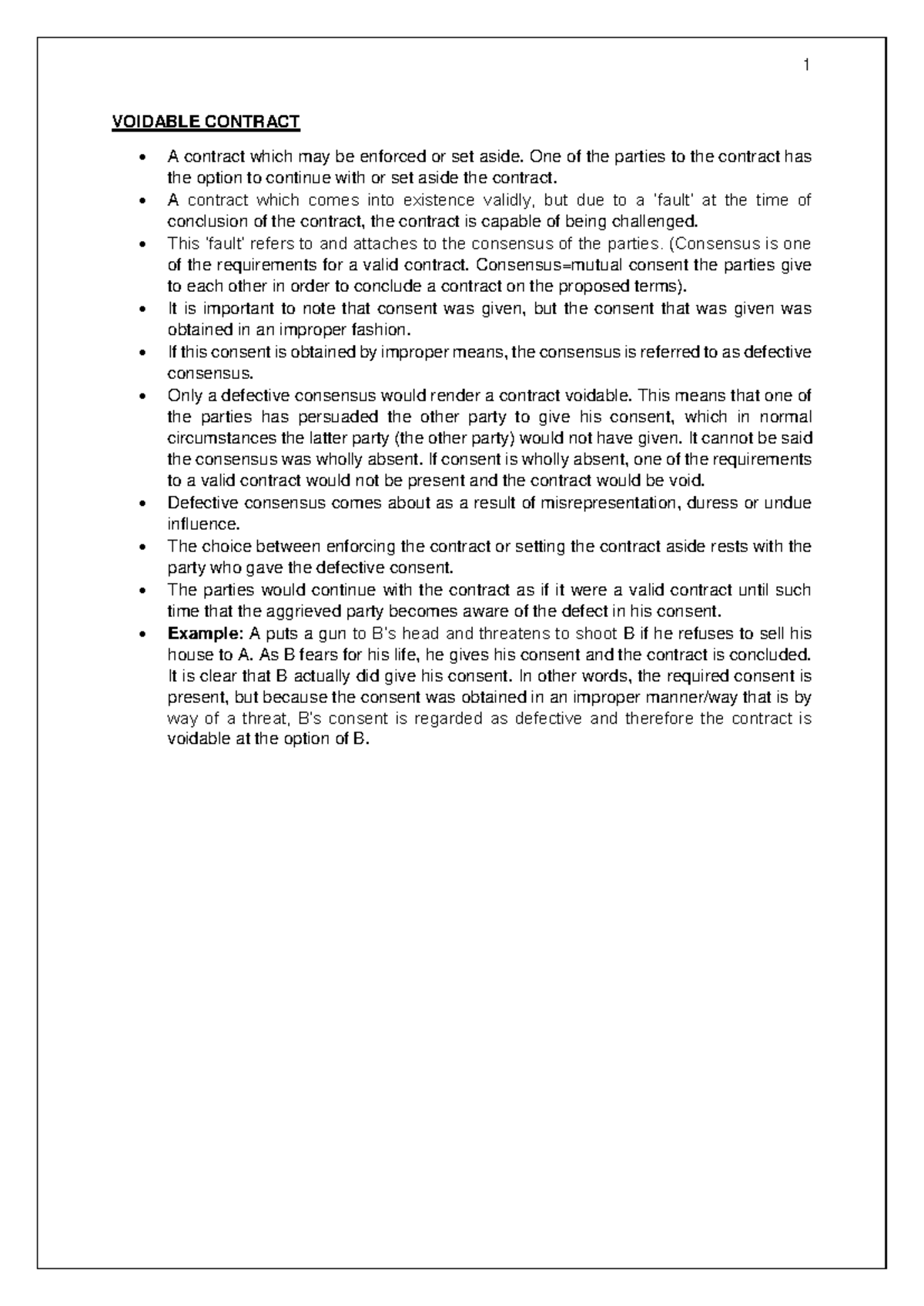 2024 Intro TO COMM LAW Voidable Contracts Notes - 1 VOIDABLE CONTRACT A ...