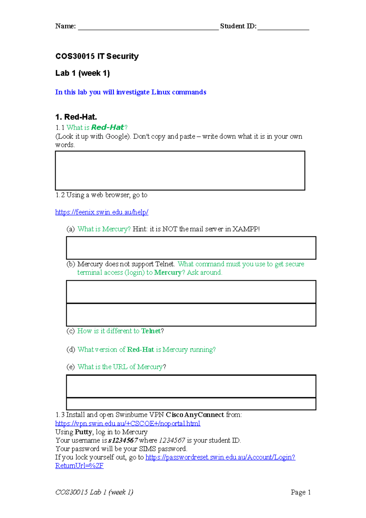 COS30015 Lab 1 week1 - walk through - COS30015 IT Security Lab 1 (week ...