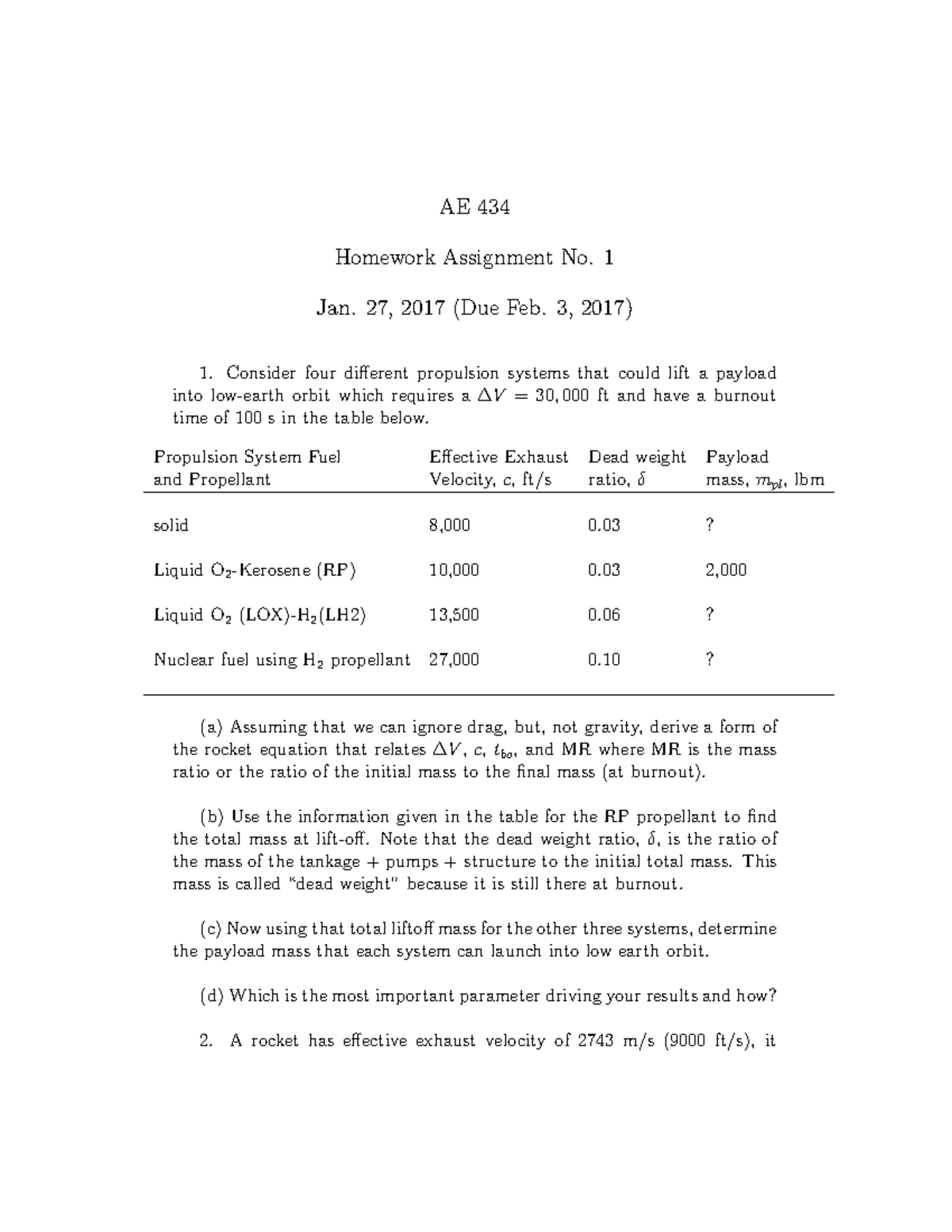 AE 434 Homework Assignment 1 Solutions - Spring 2017 - Studocu
