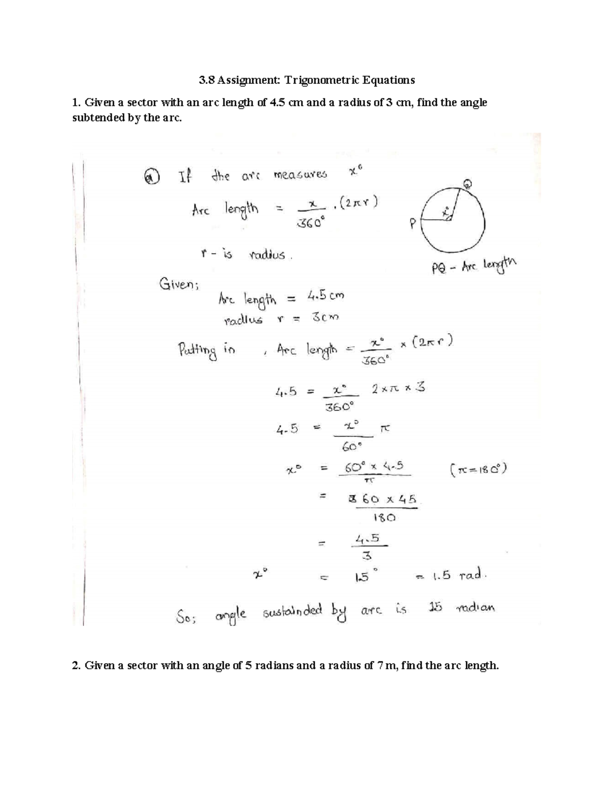 3.8 Assignment Trigonometric Equations - 3 Assignment: Trigonometric ...