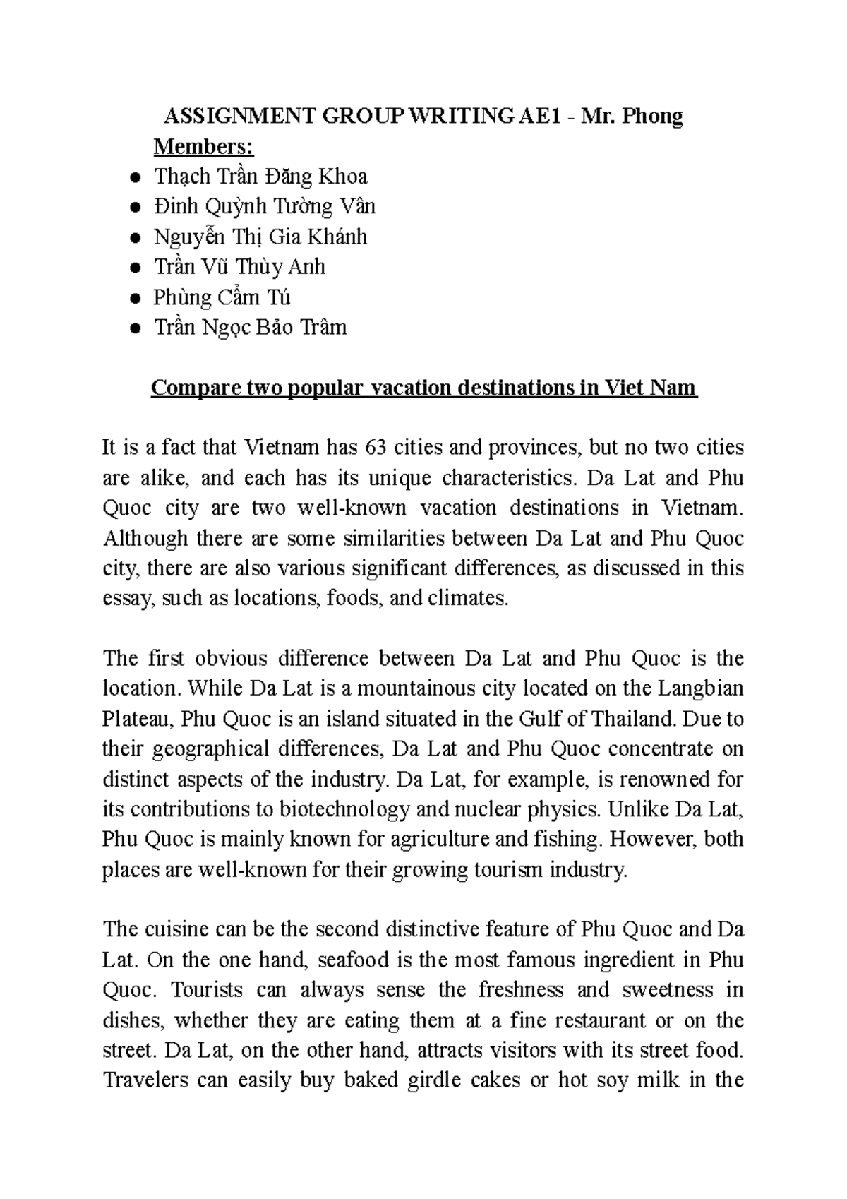 Assignment Group Writing AE1 - ASSIGNMENT GROUP WRITING AE1 - Mr. Phong ...