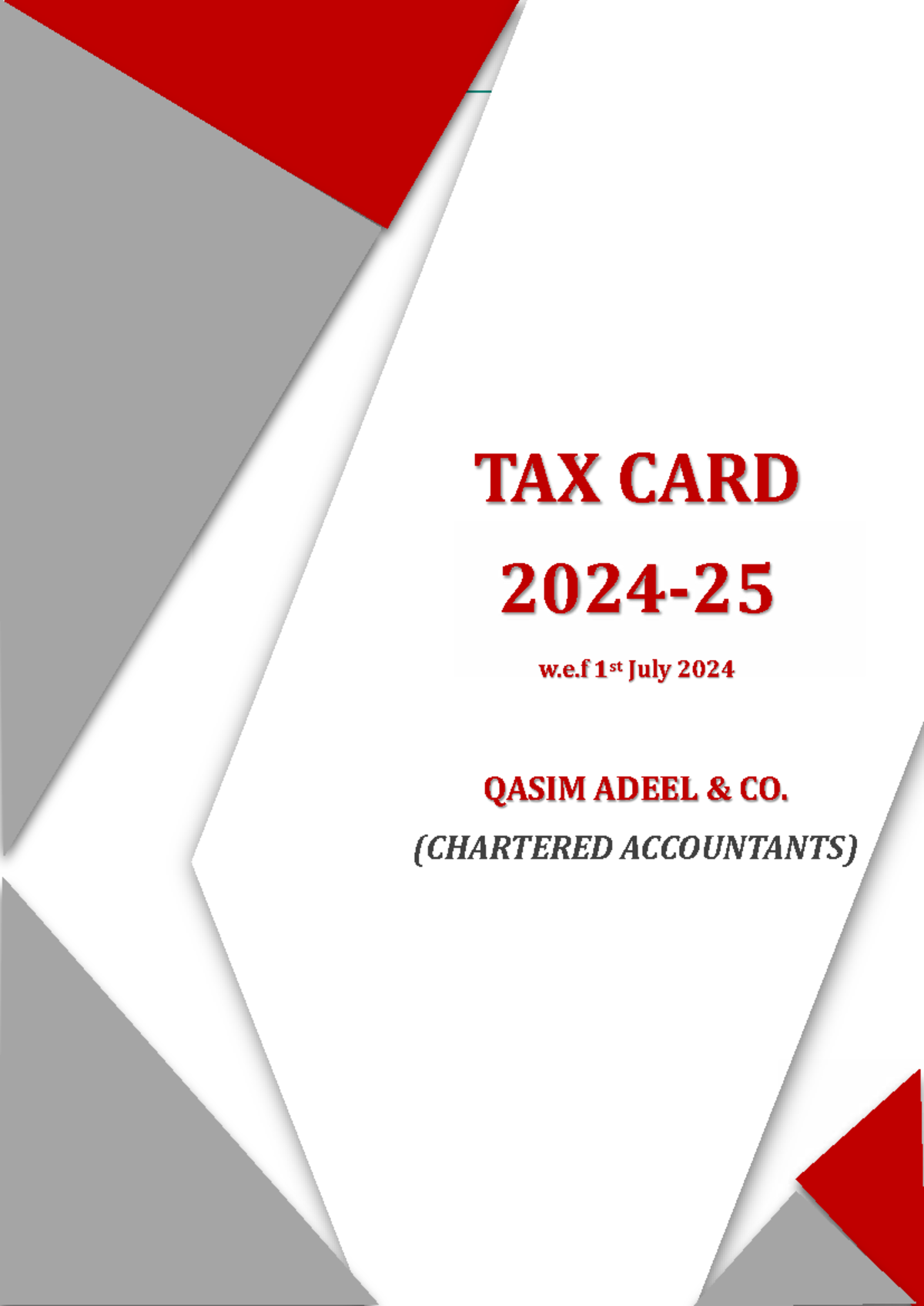 QACO Tax Card 2024-25: Tax Rates for Individuals & Companies - Studocu
