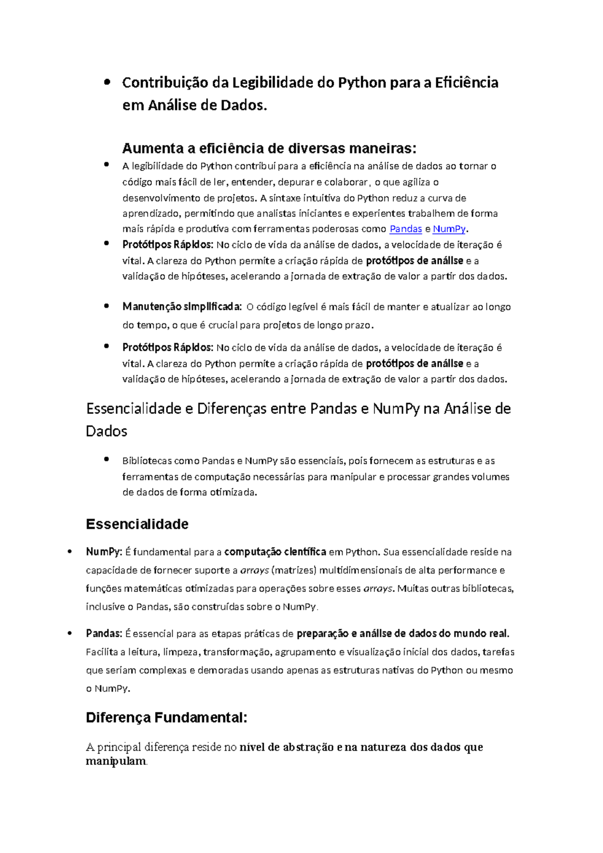 Atividade Discursiva: Legibilidade do Python na Análise de Dados - Studocu
