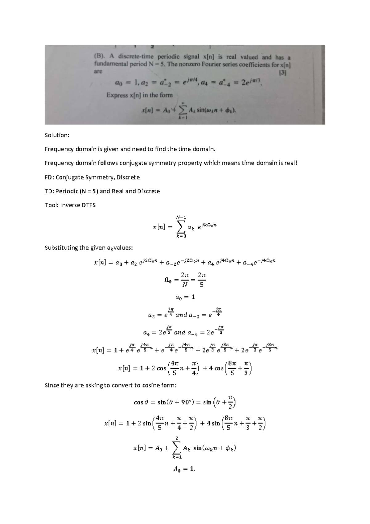 241117 Final Exam Solution: Time Domain from Frequency Domain Analysis ...